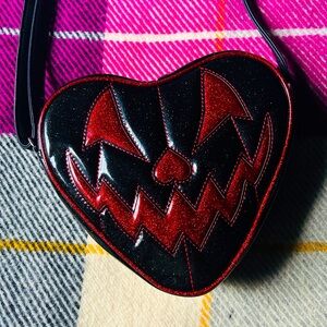 Love Pain and Stitches - Pumpkin Kult - Red Heart Jack o lantern Bag - Halloween